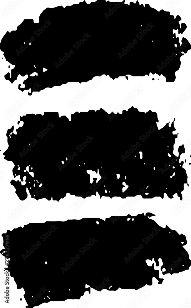 Vector brush set. Black paint strokes isolated on white background.