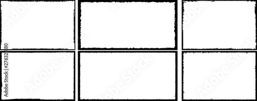 Set of frames in grunge style. Text templates black and white.
