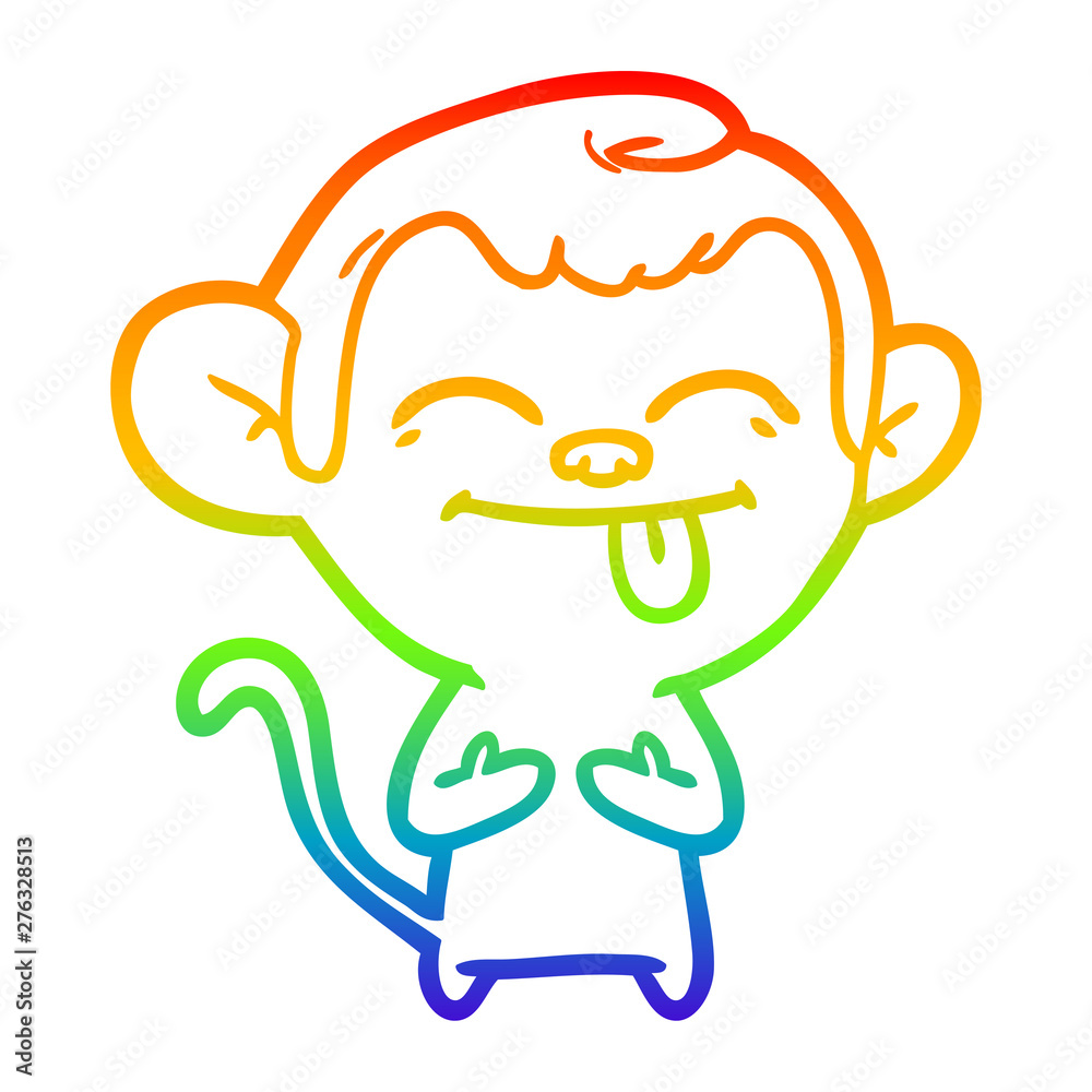 rainbow gradient line drawing funny cartoon monkey rainbow gradient line drawing funny cartoon monkey