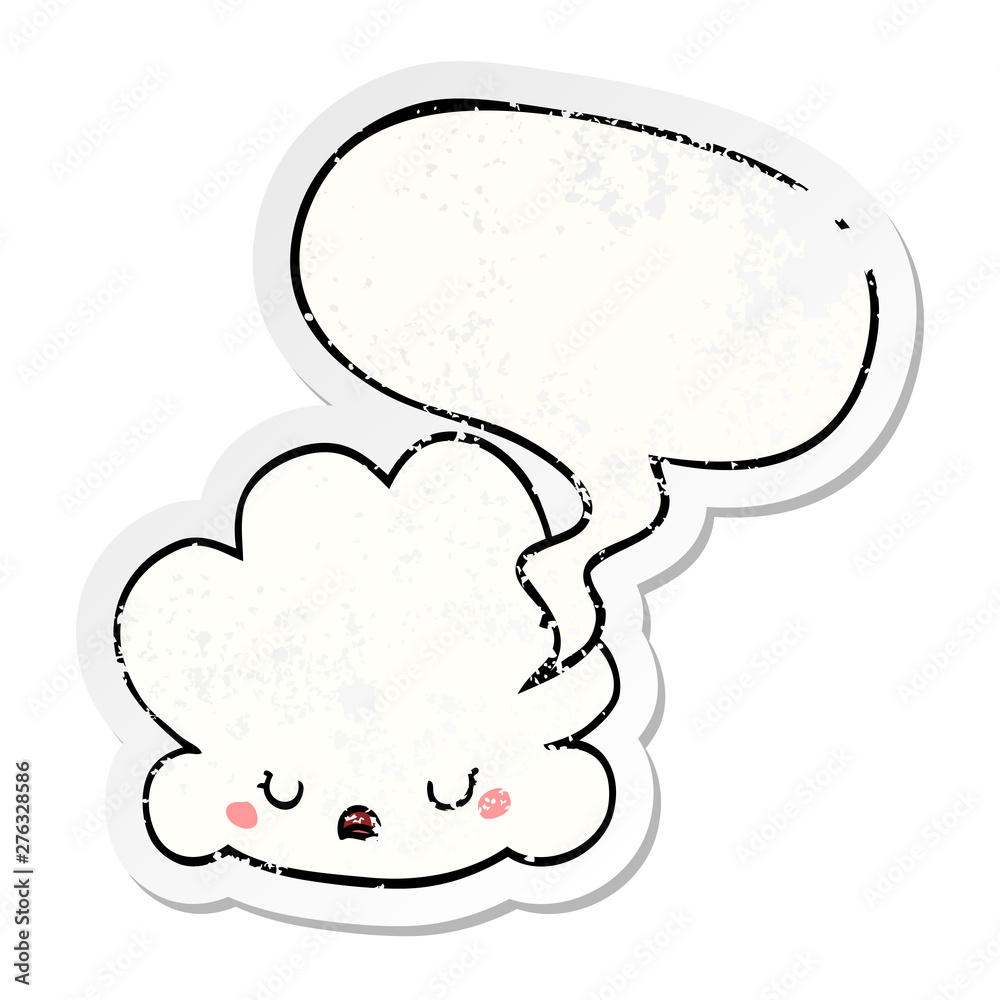 cute cartoon cloud and speech bubble distressed sticker cute cartoon cloud and speech bubble distressed sticker