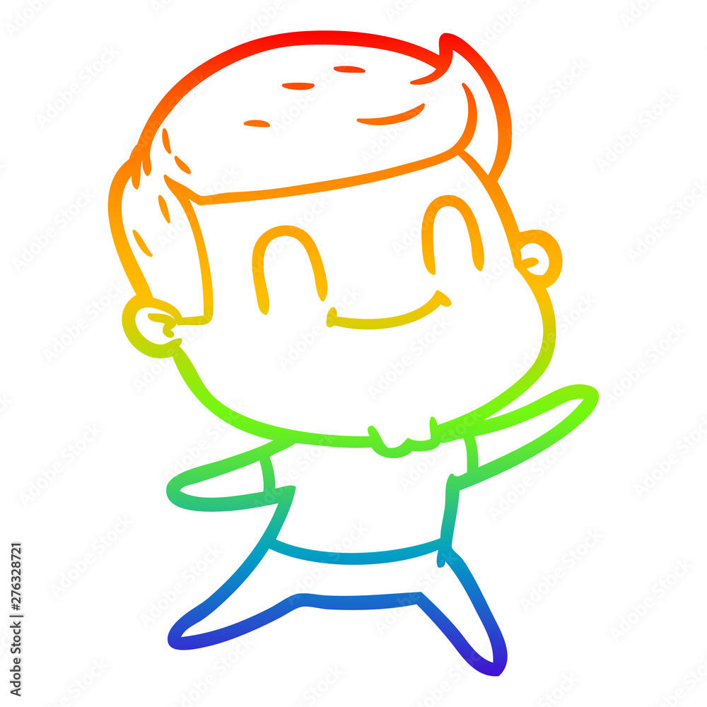 rainbow gradient line drawing cartoon friendly man rainbow gradient line drawing cartoon friendly man