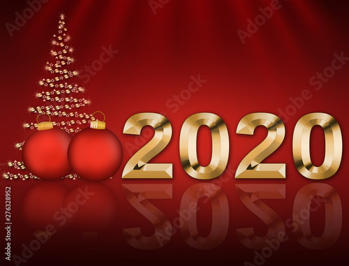 Christmas card 2020 with a Christmas tree