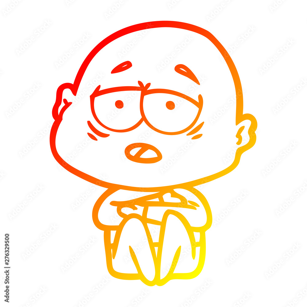 warm gradient line drawing cartoon tired bald man warm gradient line drawing cartoon tired bald man