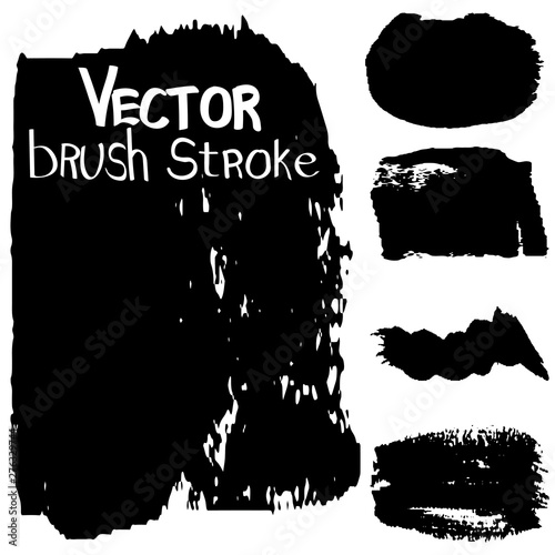 Set of strokes of black paint. Vector brush grunge. Collection of monochrome banners. Templates for inserting text.