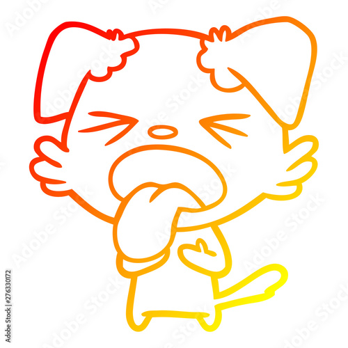 warm gradient line drawing cartoon disgusted dog