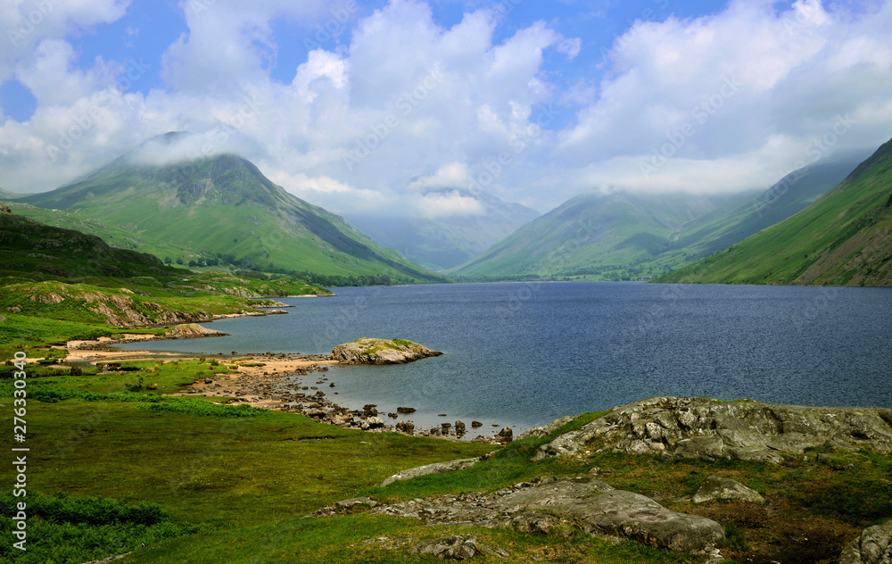 Wast Water View to Cloud Covered Yewbarrow, Great Gable & Sca Fell, in the English Lake District