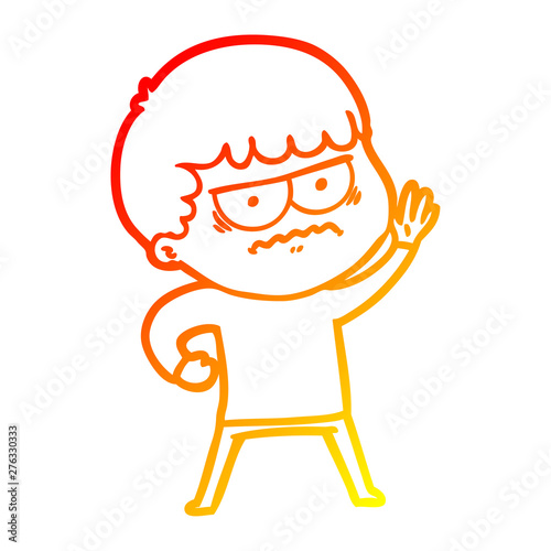 warm gradient line drawing cartoon annoyed man
