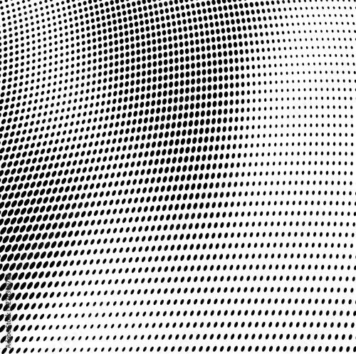 Abstract halftone texture of black dots on white background.
