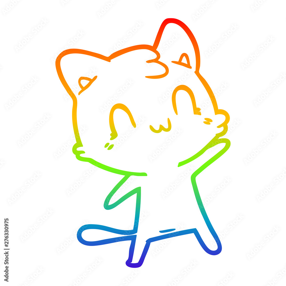 rainbow gradient line drawing cartoon happy cat rainbow gradient line drawing cartoon happy cat