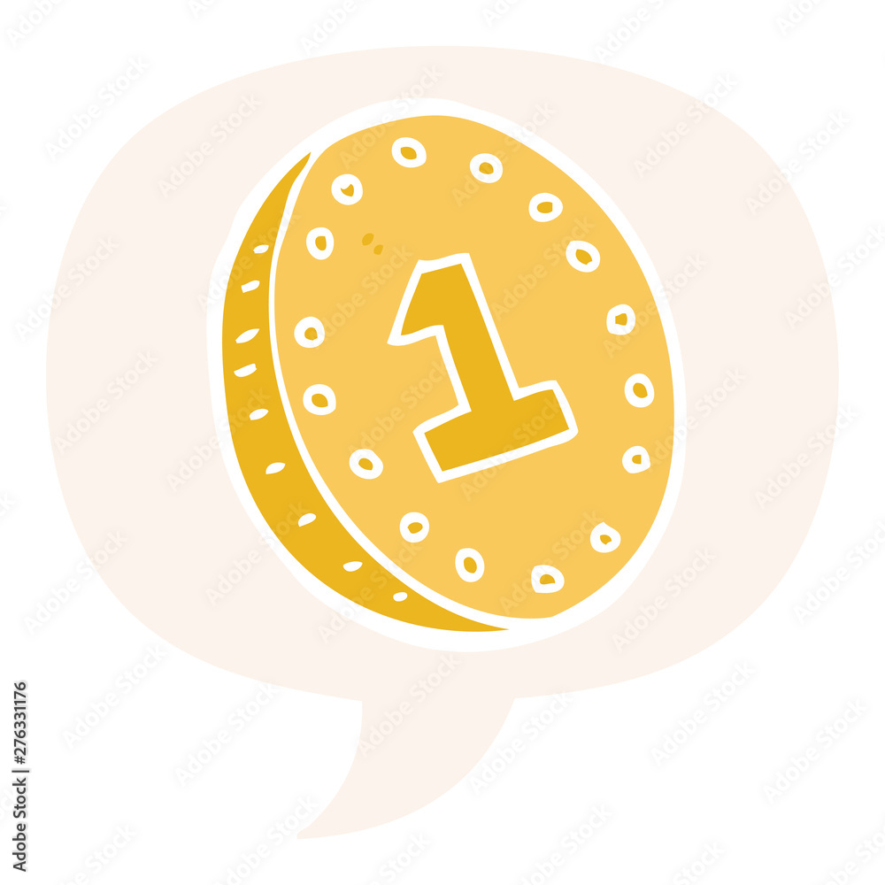 cartoon coin and speech bubble in retro style cartoon coin and speech bubble in retro style