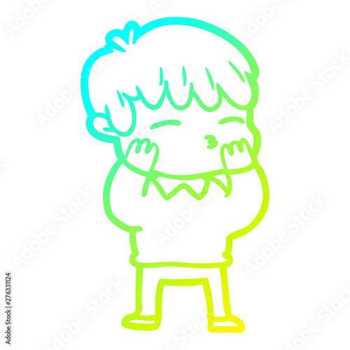 cold gradient line drawing cartoon curious boy