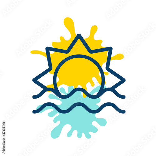 Sun in sea logo paint spots