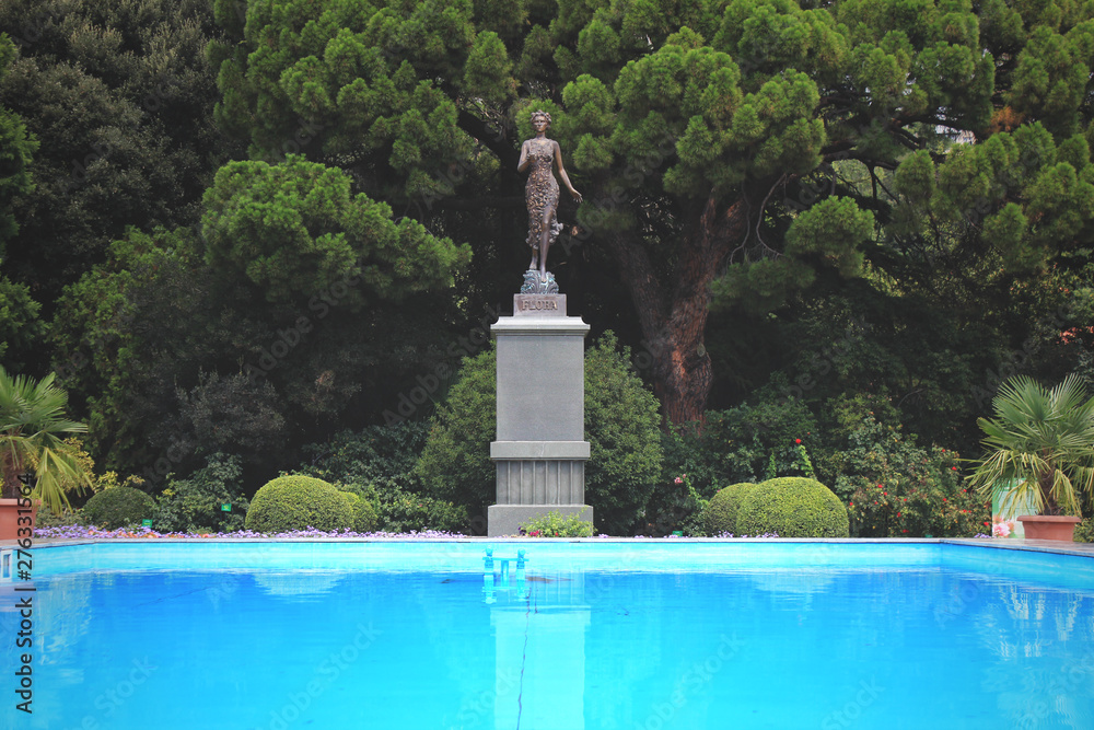 Crimea. Botanical garden in Nikita,Yalta. Pool with statue Stock Photo Adobe Stock