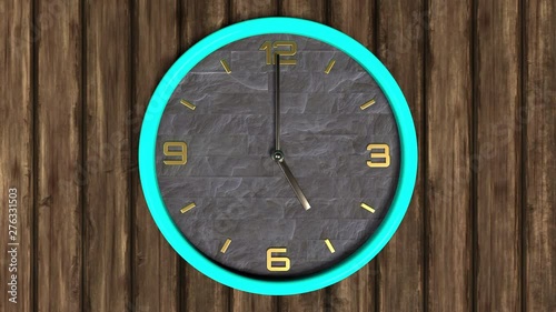 Wallpaper Mural 3d animation of round shape clock on the wall. Seamless pattern of time moving.  Torontodigital.ca