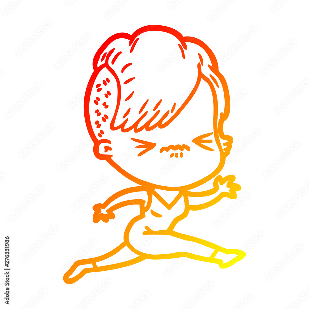 warm gradient line drawing cartoon annoyed hipster girl warm gradient line drawing cartoon annoyed hipster girl