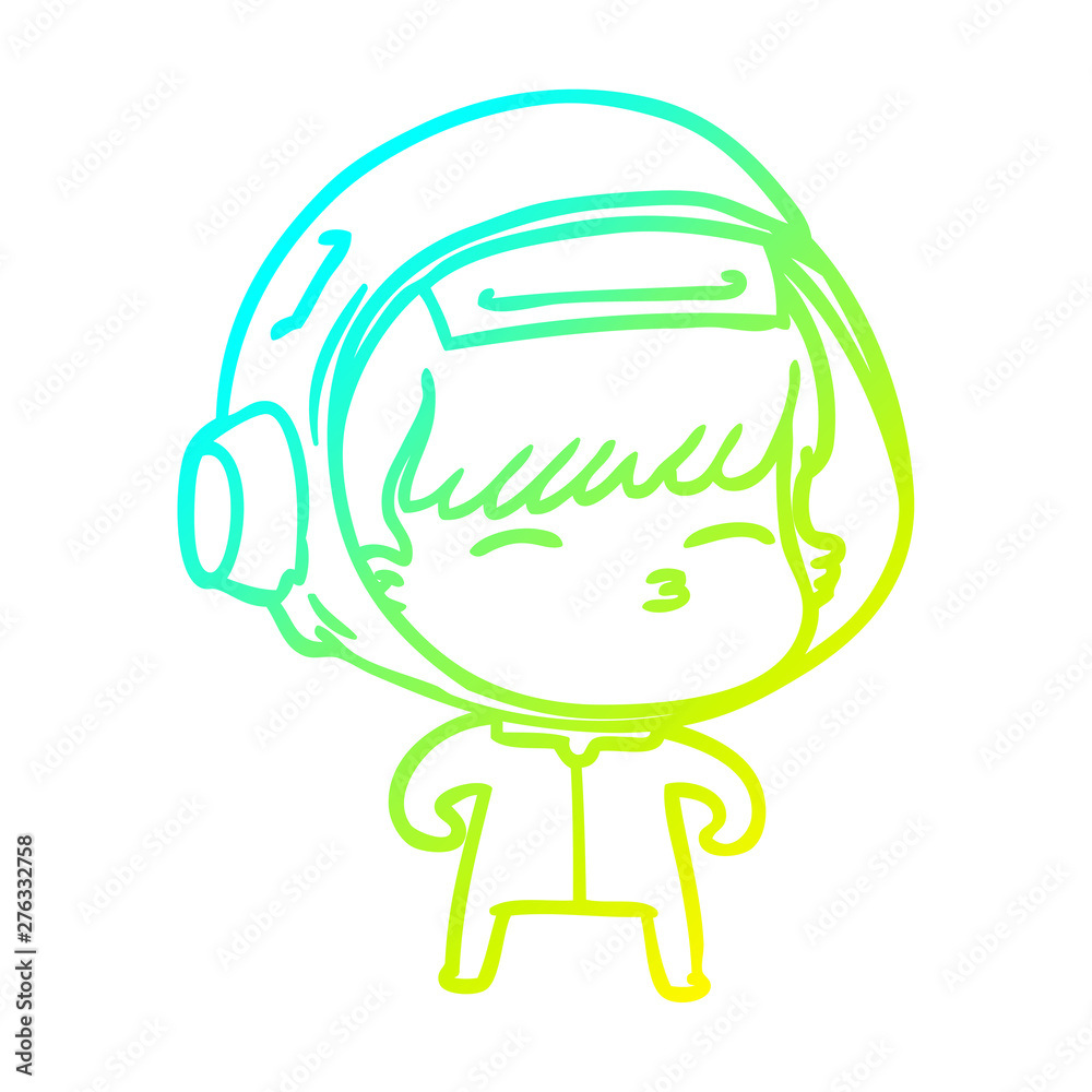 cold gradient line drawing cartoon curious astronaut cold gradient line drawing cartoon curious astronaut