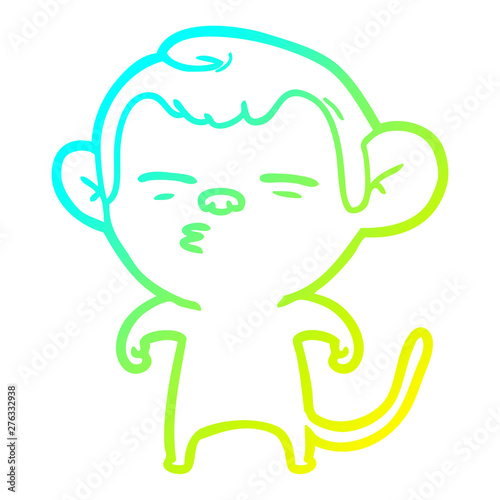 cold gradient line drawing cartoon suspicious monkey