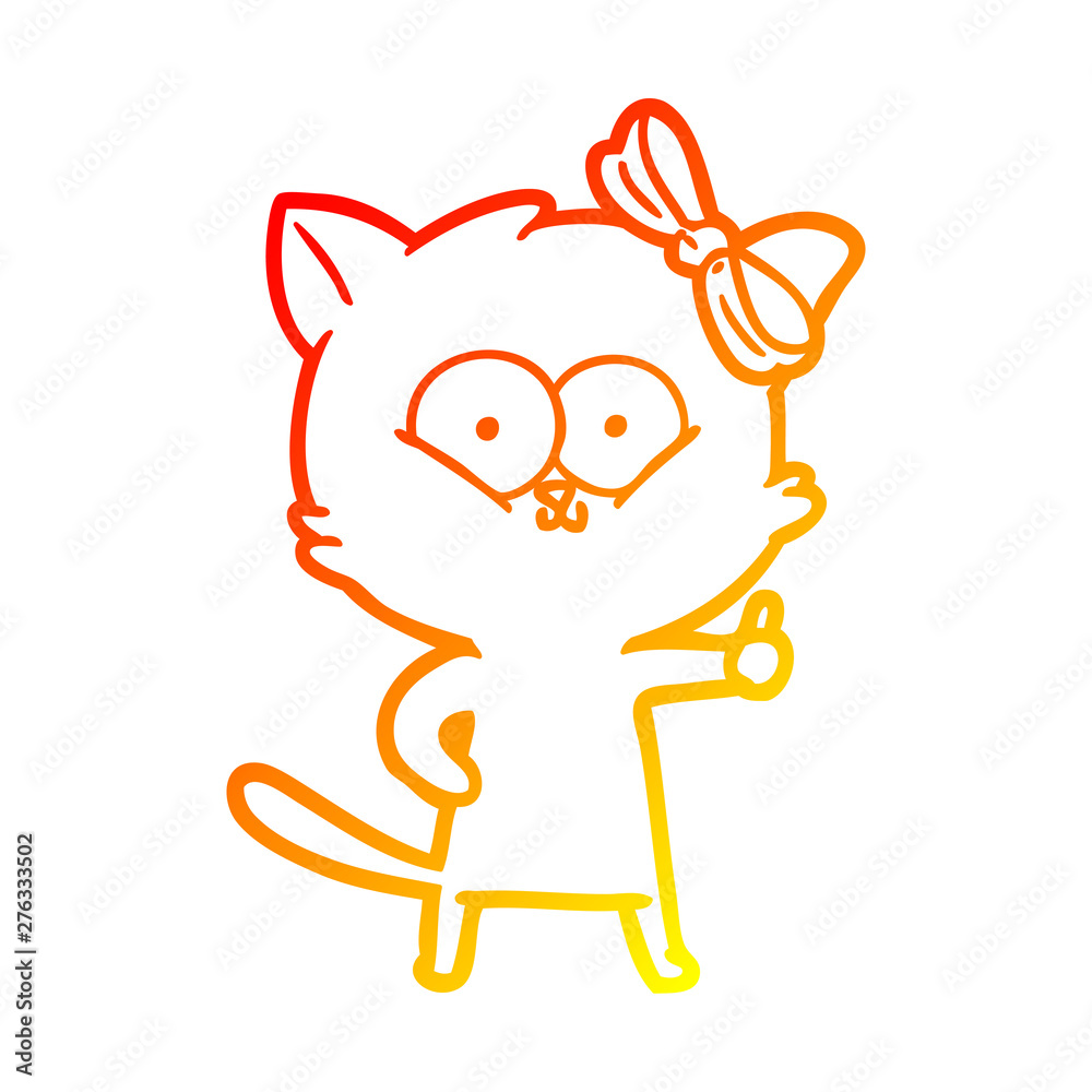 warm gradient line drawing cartoon cat warm gradient line drawing cartoon cat