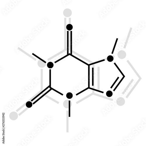 Caffeine chemical formula on white background.