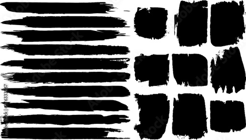 Grunge vector brush. Abstract black spots on a white background. Templates for the destruction of text and print. Isolated lines.
