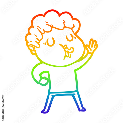 rainbow gradient line drawing cartoon man singing