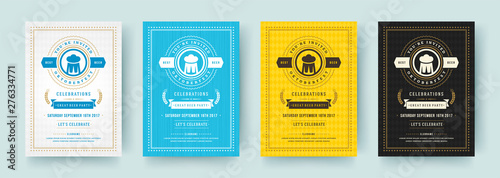 Oktoberfest flyers or posters retro typography vector templates design invitations beer fesival celebration.