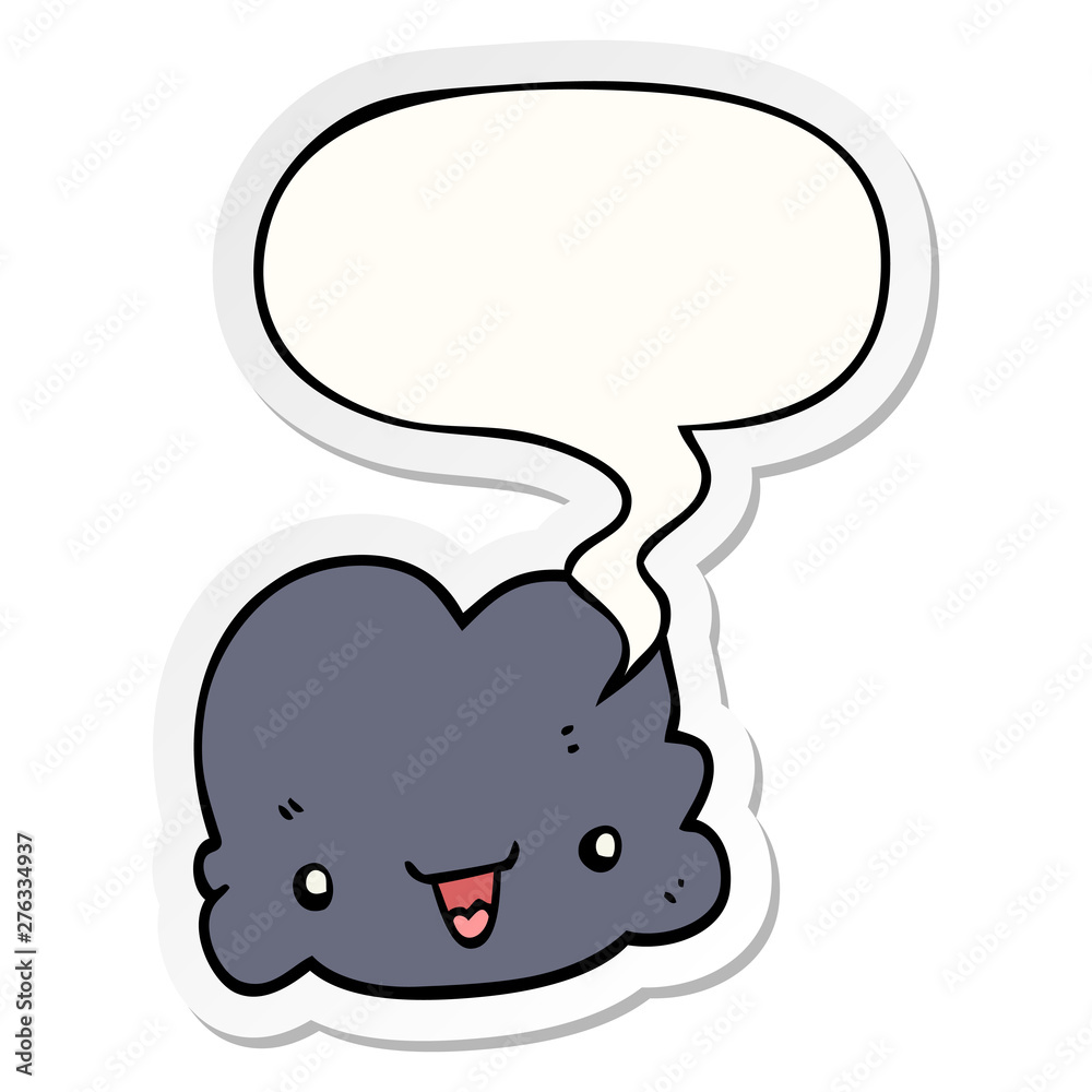 cartoon tiny happy cloud and speech bubble sticker cartoon tiny happy cloud and speech bubble sticker