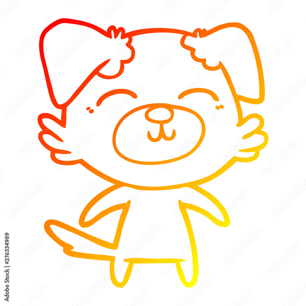 Fototapeta premium warm gradient line drawing cartoon dog