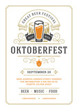 Oktoberfest flyer or poster retro typography template design willkommen zum beer fesival celebration vector illustration