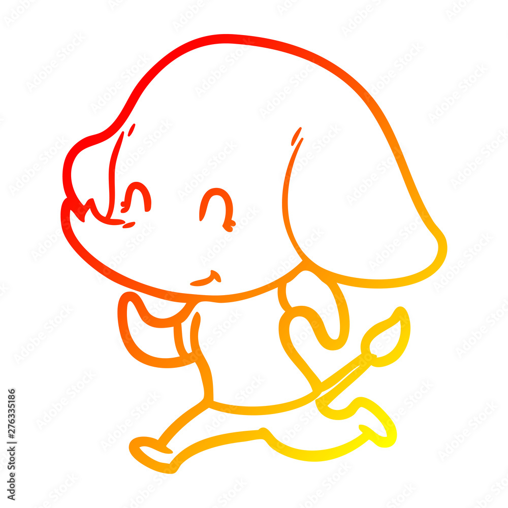 warm gradient line drawing cute cartoon elephant warm gradient line drawing cute cartoon elephant