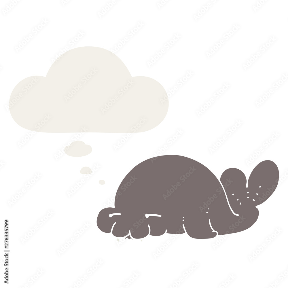 cartoon seal and thought bubble in retro style cartoon seal and thought bubble in retro style