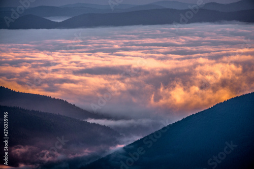 Morning clouds in the Carpathians