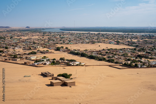 Sudanese town of Karima seen from Jebel Berkal photo
