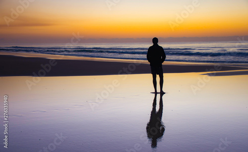 Sunset with Silhouette Men, Fraser Island, Queensland, Australia