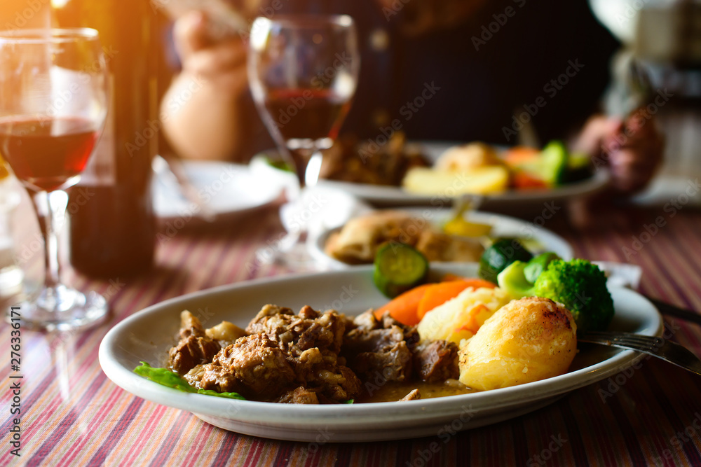Plate of Cypriot dish kleftiko with juicy lamb. Plate of Cypriot dish kleftiko with juicy lamb.