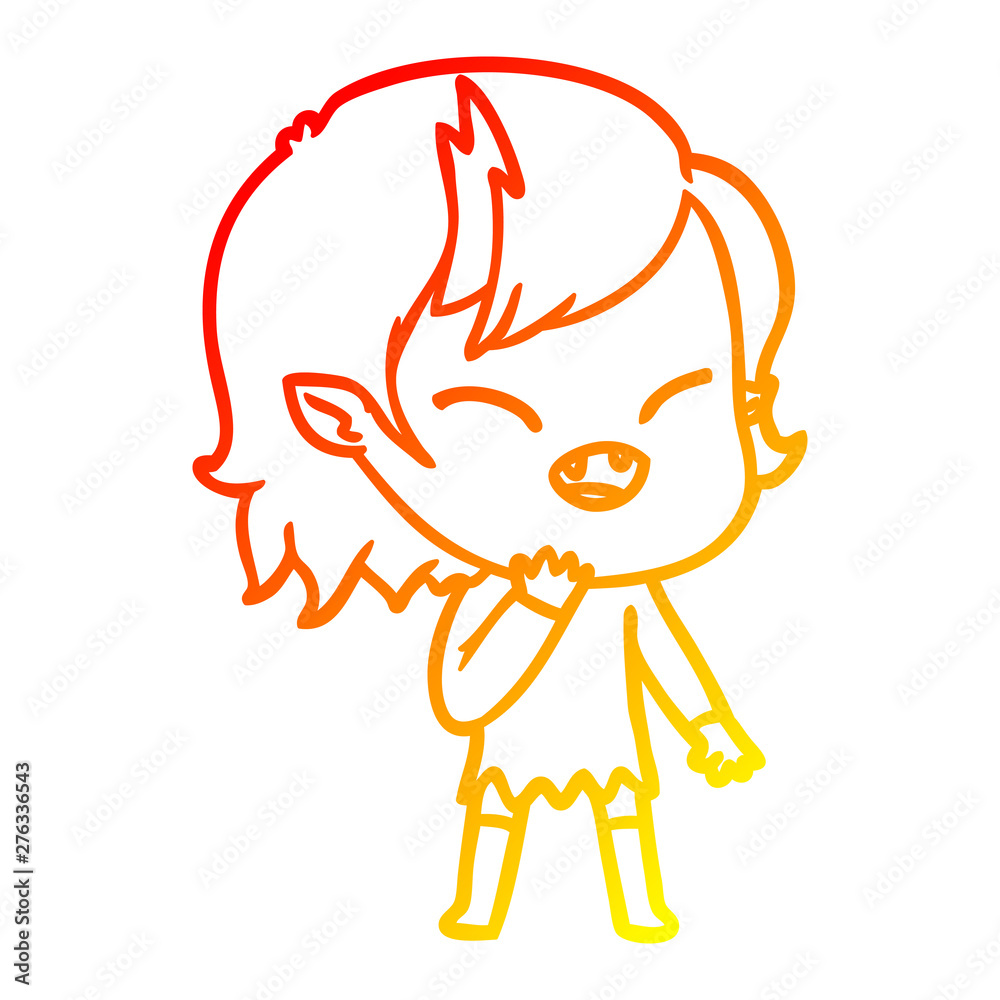 warm gradient line drawing cartoon laughing vampire girl warm gradient line drawing cartoon laughing vampire girl
