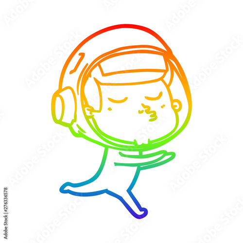 rainbow gradient line drawing cartoon confident astronaut