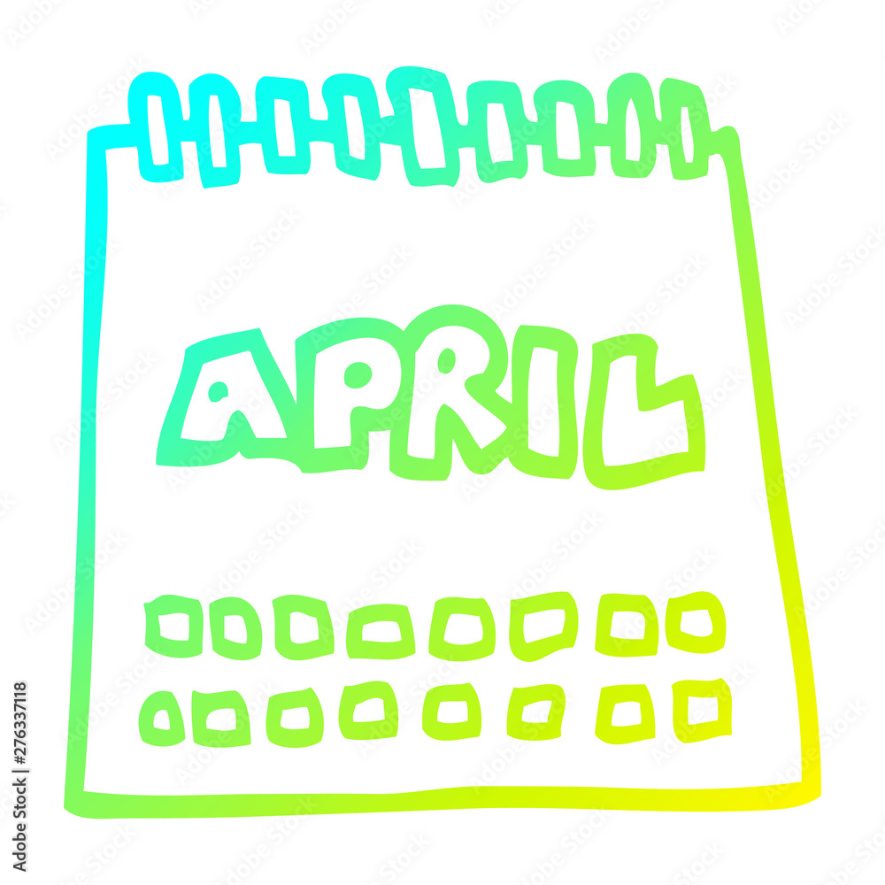 cold gradient line drawing cartoon calendar showing month of april Stock  Vector | Adobe Stock