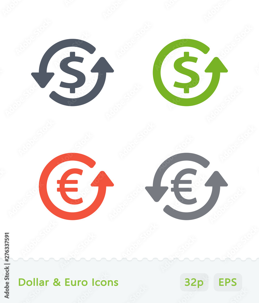Dollar & Euro - Sticker Icons Dollar & Euro - Sticker Icons