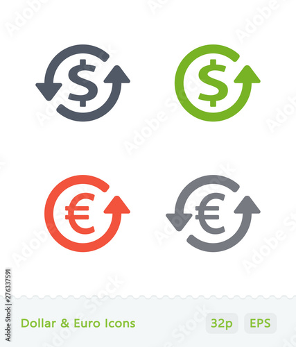 Dollar & Euro - Sticker Icons