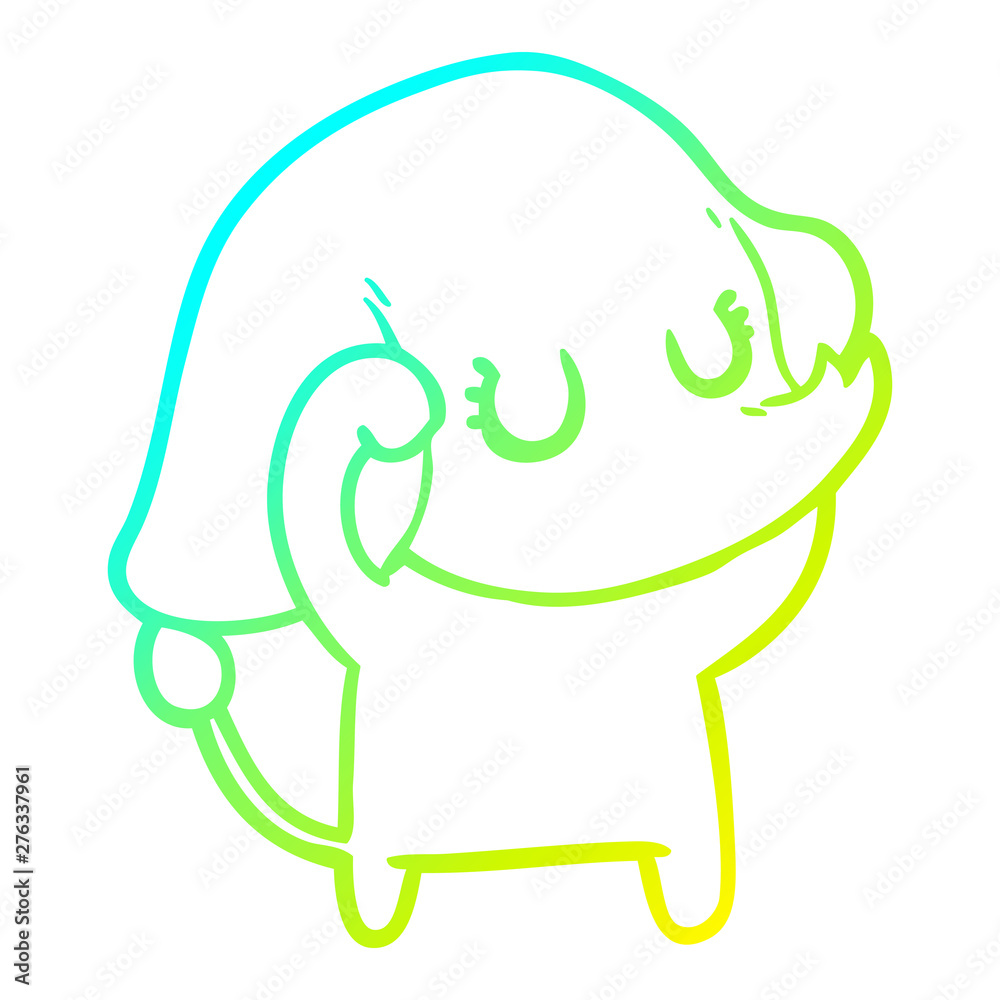 cold gradient line drawing cute cartoon elephant cold gradient line drawing cute cartoon elephant