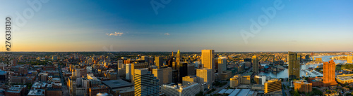 Aerial panorama Downtown Baltimore MD USA