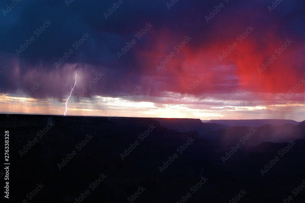 storm during sunset over Grand Canyon