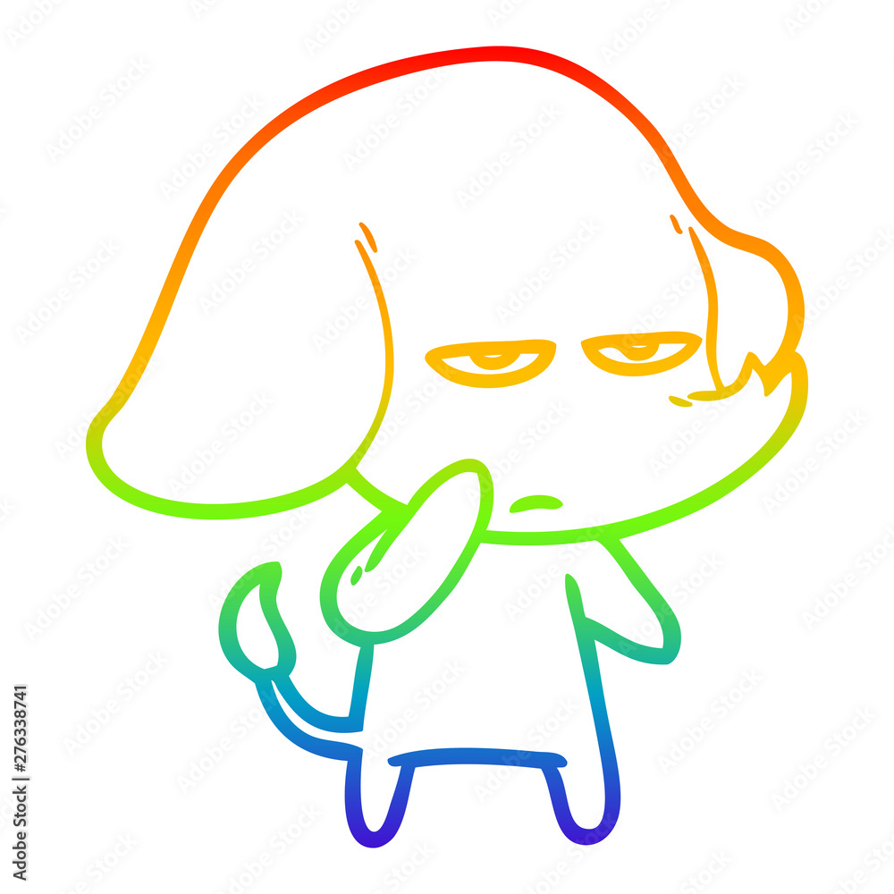 rainbow gradient line drawing annoyed cartoon elephant rainbow gradient line drawing annoyed cartoon elephant