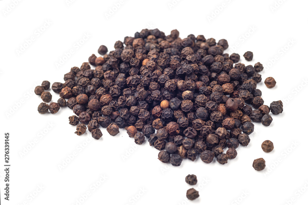 Black ground pepper isolated on white background