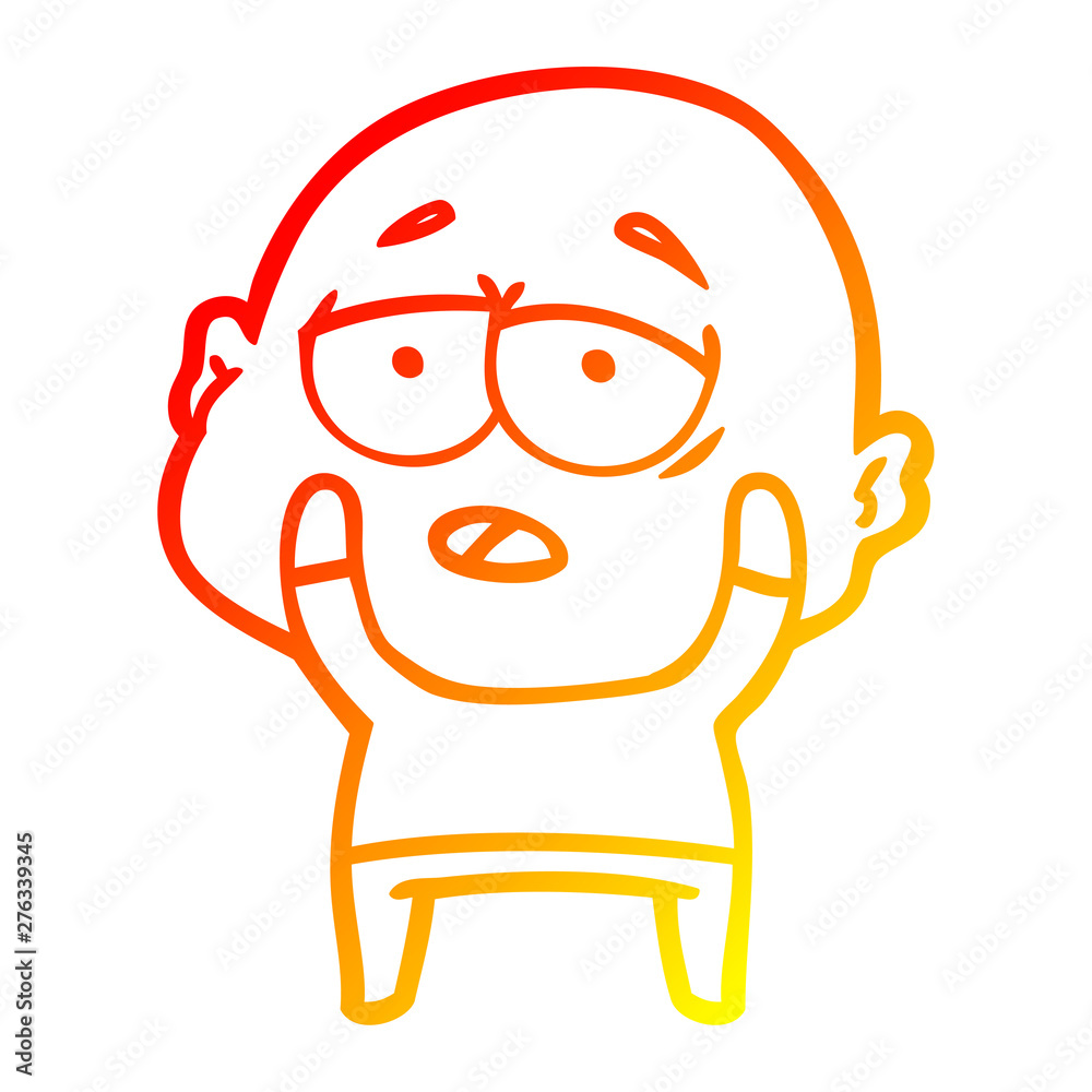 warm gradient line drawing cartoon tired bald man warm gradient line drawing cartoon tired bald man