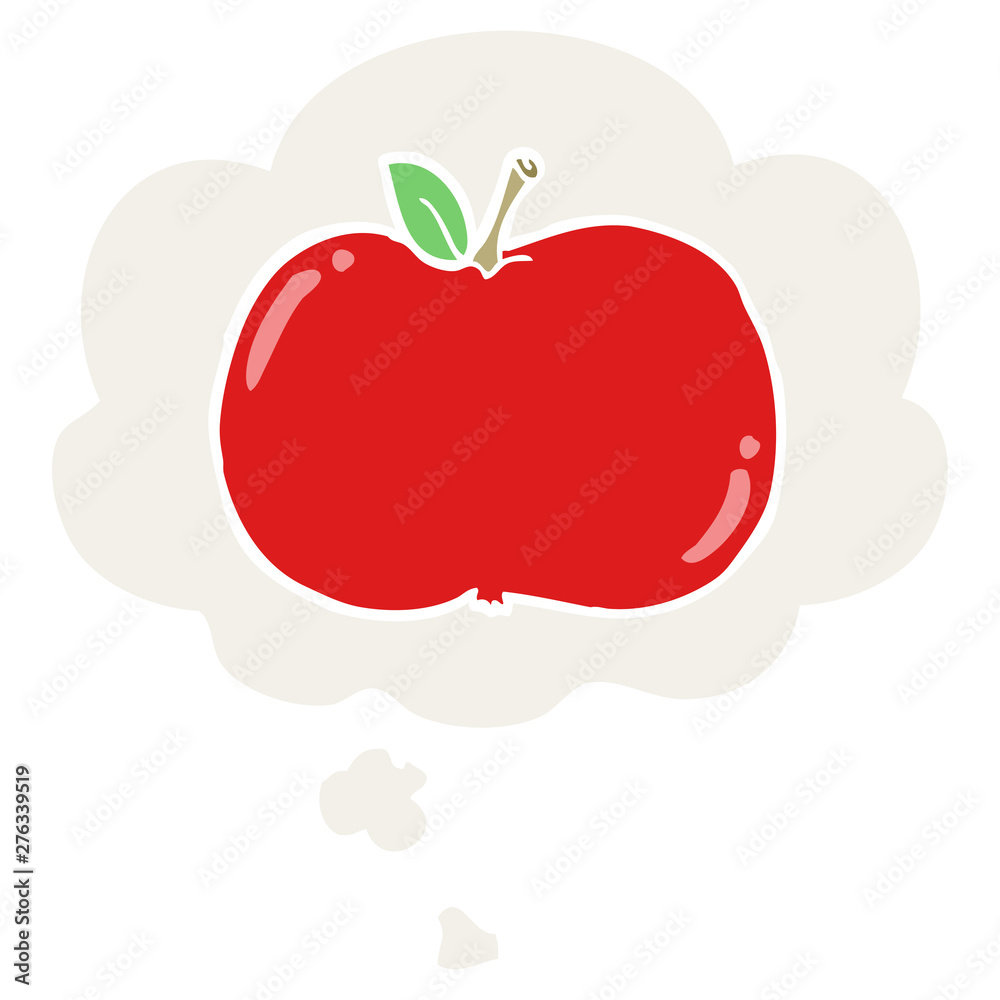 Fototapeta premium cartoon apple and thought bubble in retro style