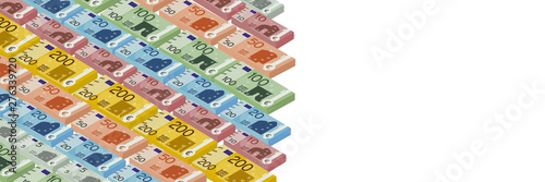 Euro Geldstapel Fläche Panorama Hälfte