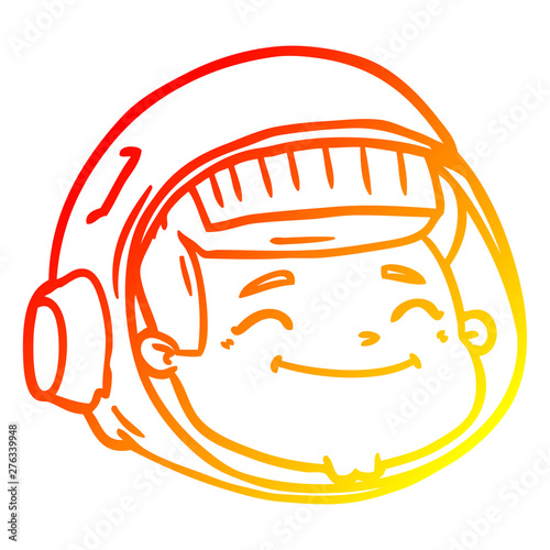 warm gradient line drawing cartoon astronaut face