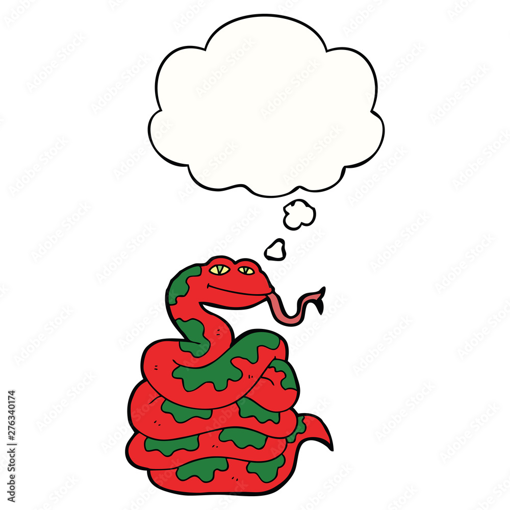 Fototapeta premium cartoon snake and thought bubble